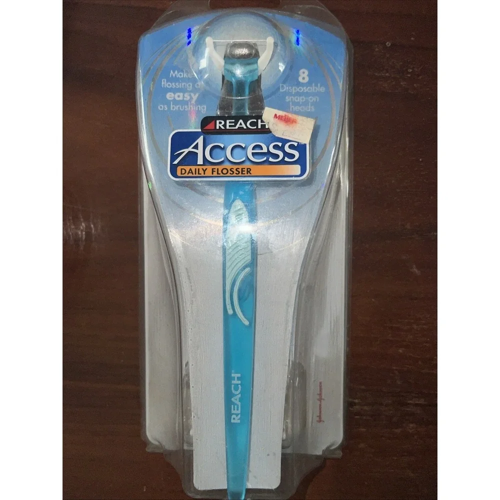 Reach Access Blue Daily Flosser Floss Tool W 8 Snap On Heads  New